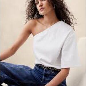 Banana Republic One-Shoulder White Blouse